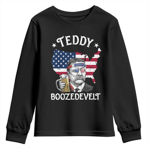 Teddy Boozedevelt Theodore Roosevelt Youth Sweatshirt 4th Of July American Flag TS14 Black Print Your Wear