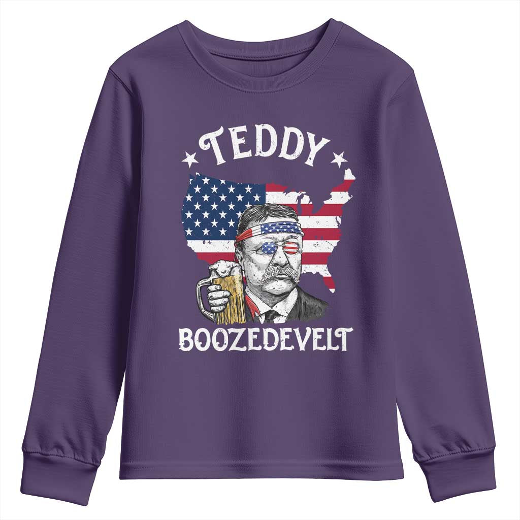 Teddy Boozedevelt Theodore Roosevelt Youth Sweatshirt 4th Of July American Flag TS14 Purple Print Your Wear