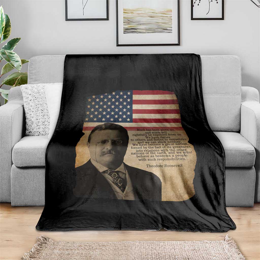 Theodore Roosevelt Quote Throw Blanket American President History TS14 Print Your Wear