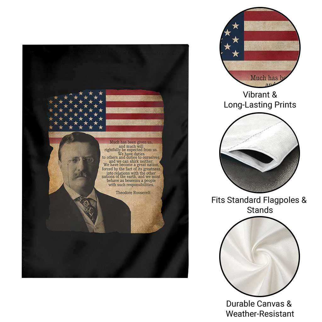Theodore Roosevelt Quote Garden Flag American President History TS14 Print Your Wear