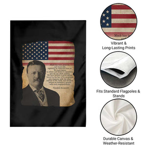 Theodore Roosevelt Quote Garden Flag American President History TS14 Print Your Wear