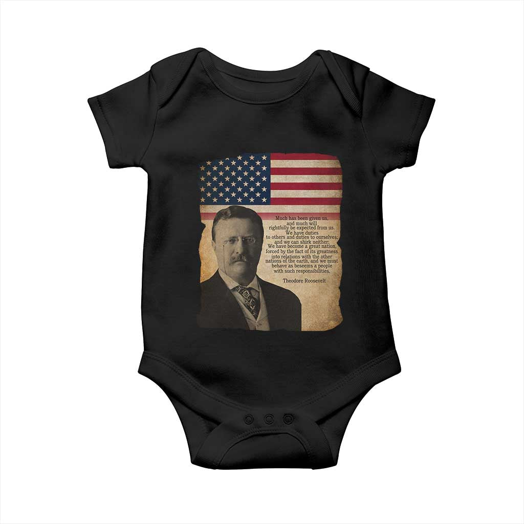 Theodore Roosevelt Quote Baby Onesie American President History TS14 Black Print Your Wear