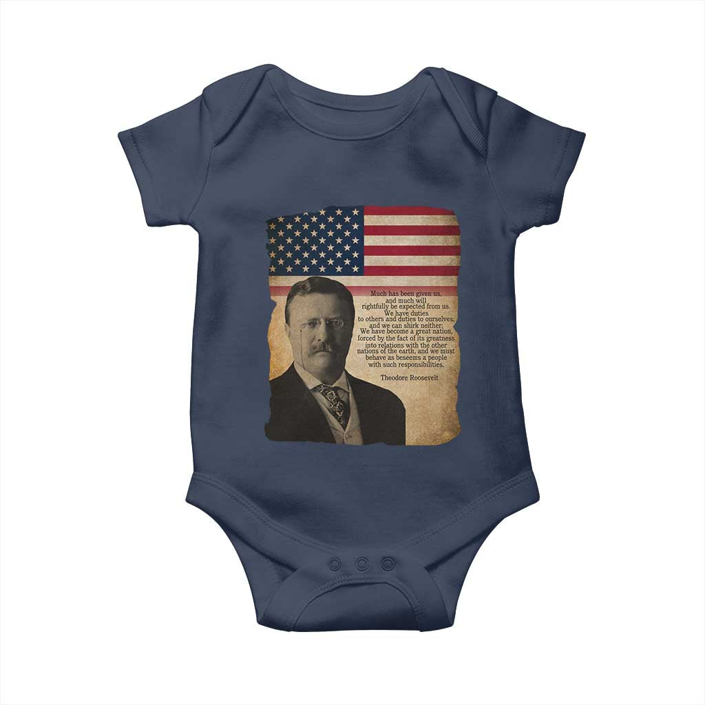 Theodore Roosevelt Quote Baby Onesie American President History TS14 Navy Print Your Wear