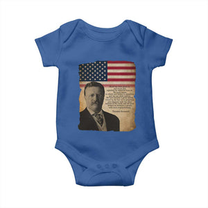 Theodore Roosevelt Quote Baby Onesie American President History TS14 Royal Blue Print Your Wear