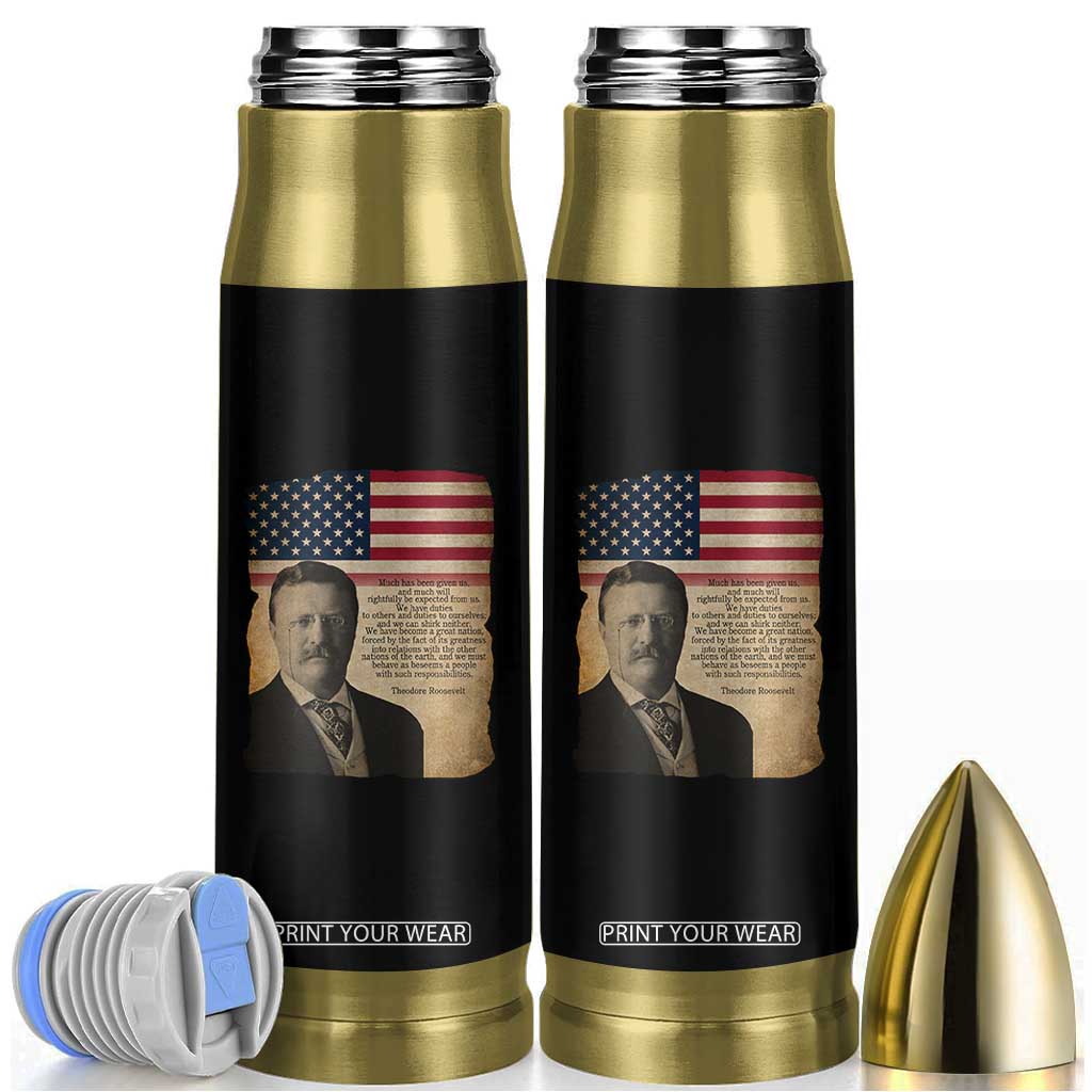Theodore Roosevelt Quote Bullet Tumbler American President History TS14 Black Print Your Wear