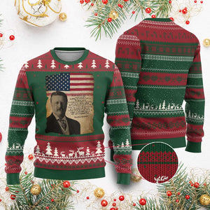 Theodore Roosevelt Quote Ugly Christmas Sweater American President History TS14 Red Green Print Your Wear
