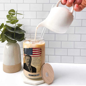 Theodore Roosevelt Quote Glass Can American President History TS14 Print Your Wear
