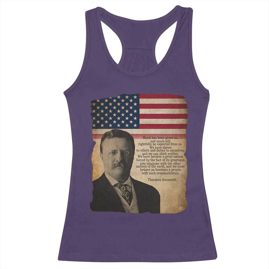 Theodore Roosevelt Quote Racerback Tank Top American President History TS14 Purple Print Your Wear