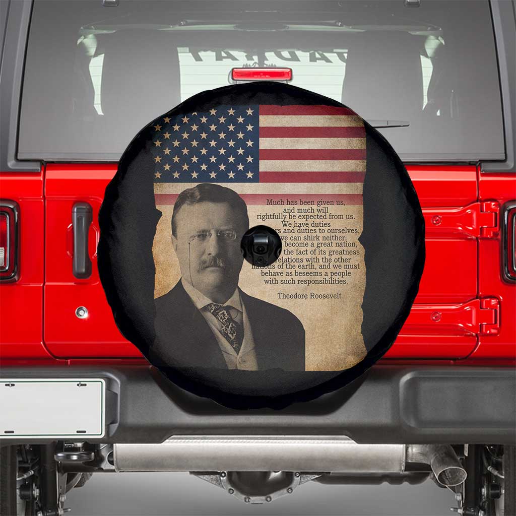 Theodore Roosevelt Quote Spare Tire Cover American President History TS14 Black Print Your Wear