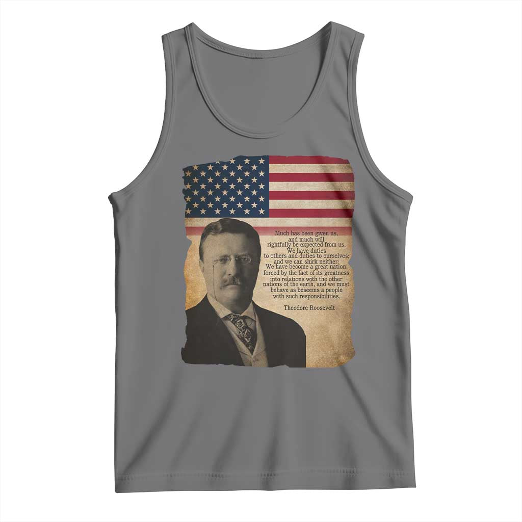 Theodore Roosevelt Quote Tank Top American President History TS14 Black Heather Print Your Wear