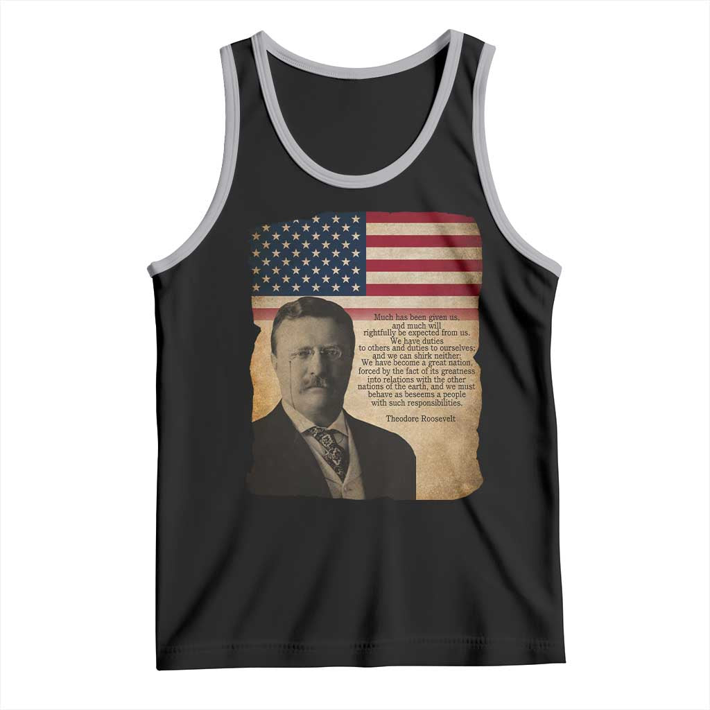 Theodore Roosevelt Quote Tank Top American President History TS14 Black Athletic Heather Print Your Wear