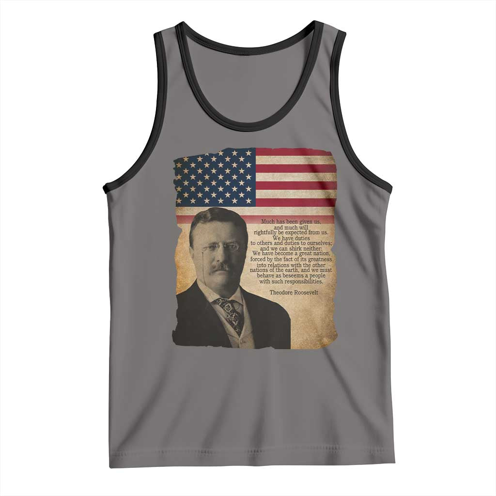 Theodore Roosevelt Quote Tank Top American President History TS14 Deep Heather Black Print Your Wear