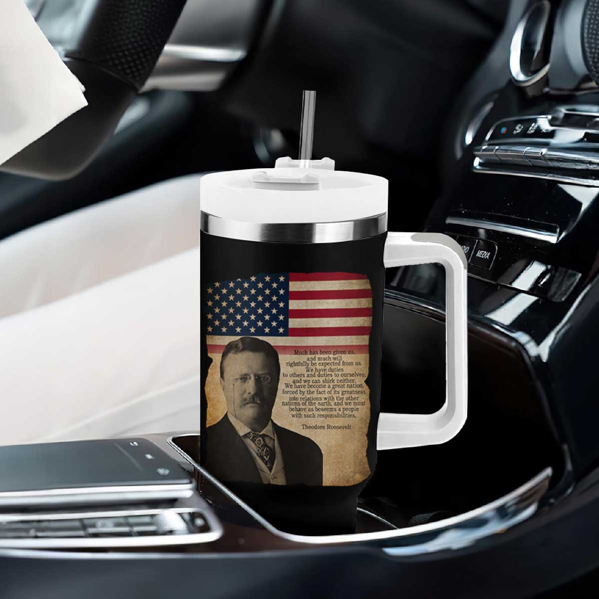 Theodore Roosevelt Quote Tumbler With Handle American President History TS14 Print Your Wear