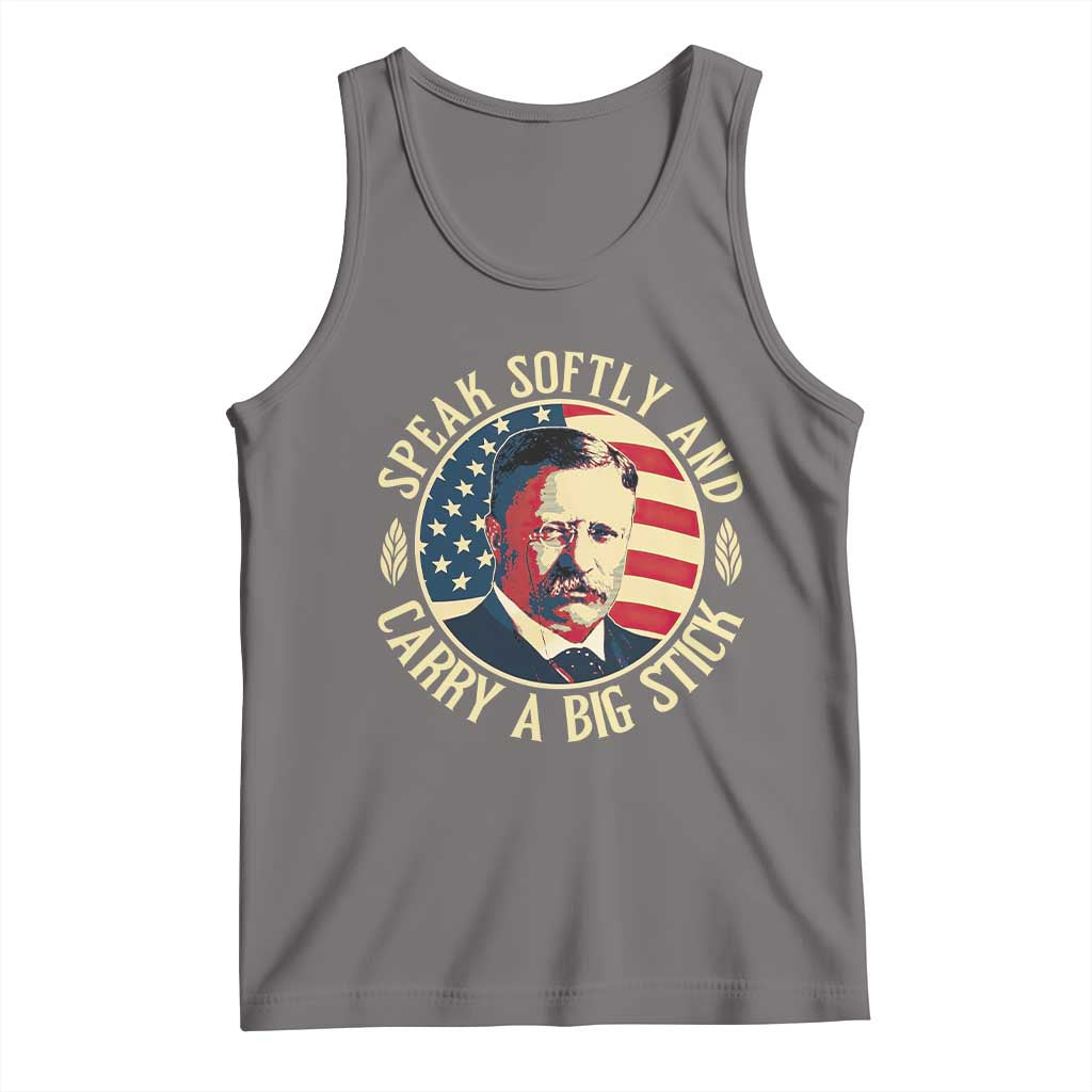 Theodore Roosevelt Quote American President Tank Top Speak Softly and Carry a Big Stick TS14 Deep Heather Print Your Wear