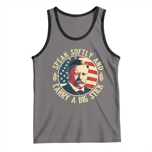 Theodore Roosevelt Quote American President Tank Top Speak Softly and Carry a Big Stick TS14 Deep Heather Black Print Your Wear