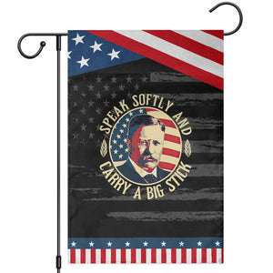 Theodore Roosevelt Quote American President Garden Flag Speak Softly and Carry a Big Stick TS14 Distressed Black Blue Print Your Wear
