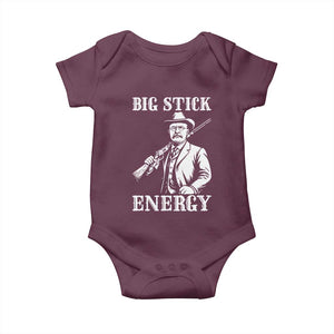 Funny Teddy Roosevelt Baby Onesie Big Stick Energy President TS14 Maroon Print Your Wear