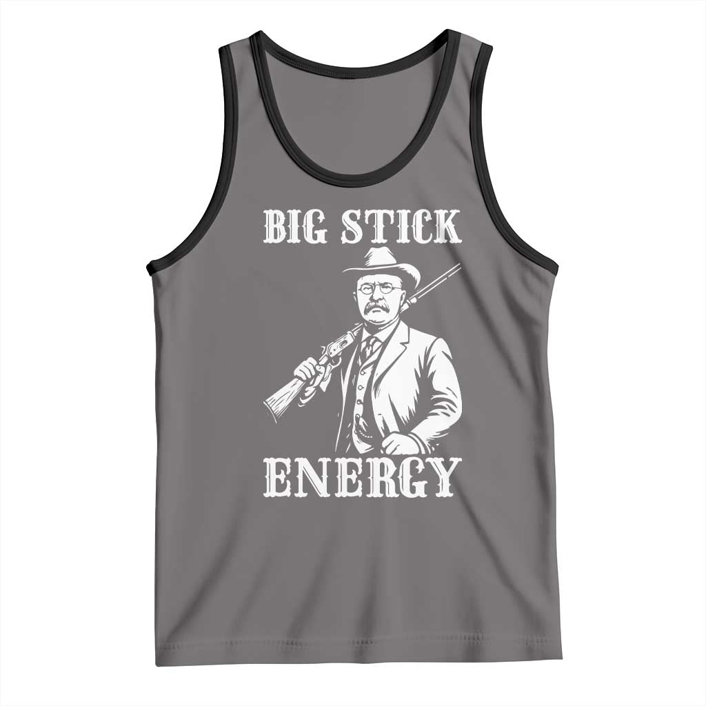 Funny Teddy Roosevelt Tank Top Big Stick Energy President TS14 Deep Heather Black Print Your Wear