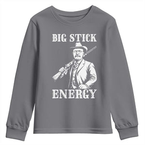 Funny Teddy Roosevelt Youth Sweatshirt Big Stick Energy President TS14 Charcoal Print Your Wear