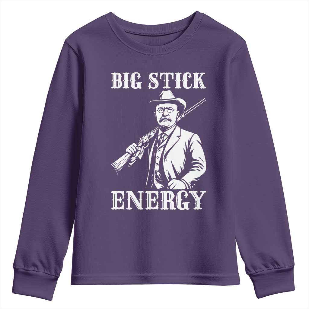 Funny Teddy Roosevelt Youth Sweatshirt Big Stick Energy President TS14 Purple Print Your Wear