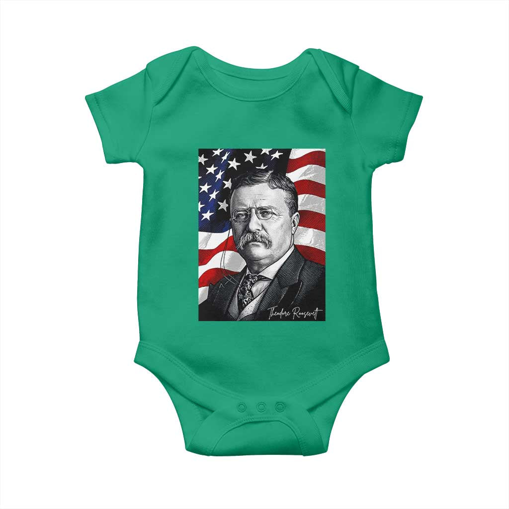 Theodore Roosevelt Patriotic American Flag President Baby Onesie TS14 Irish Green Print Your Wear