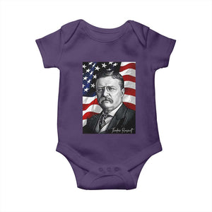 Theodore Roosevelt Patriotic American Flag President Baby Onesie TS14 Purple Print Your Wear