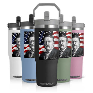 Theodore Roosevelt Patriotic American Flag President Flip Straw Tumbler TS14 Print Your Wear