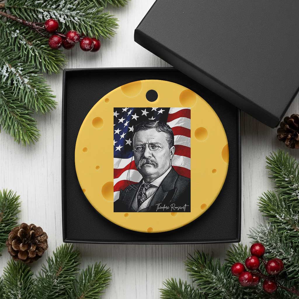 Theodore Roosevelt Patriotic American Flag President Ceramic Ornament TS14 1pc Yellow Cheese Print Your Wear