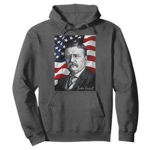 Theodore Roosevelt Patriotic American Flag President Hoodie TS14 Dark Heather Print Your Wear