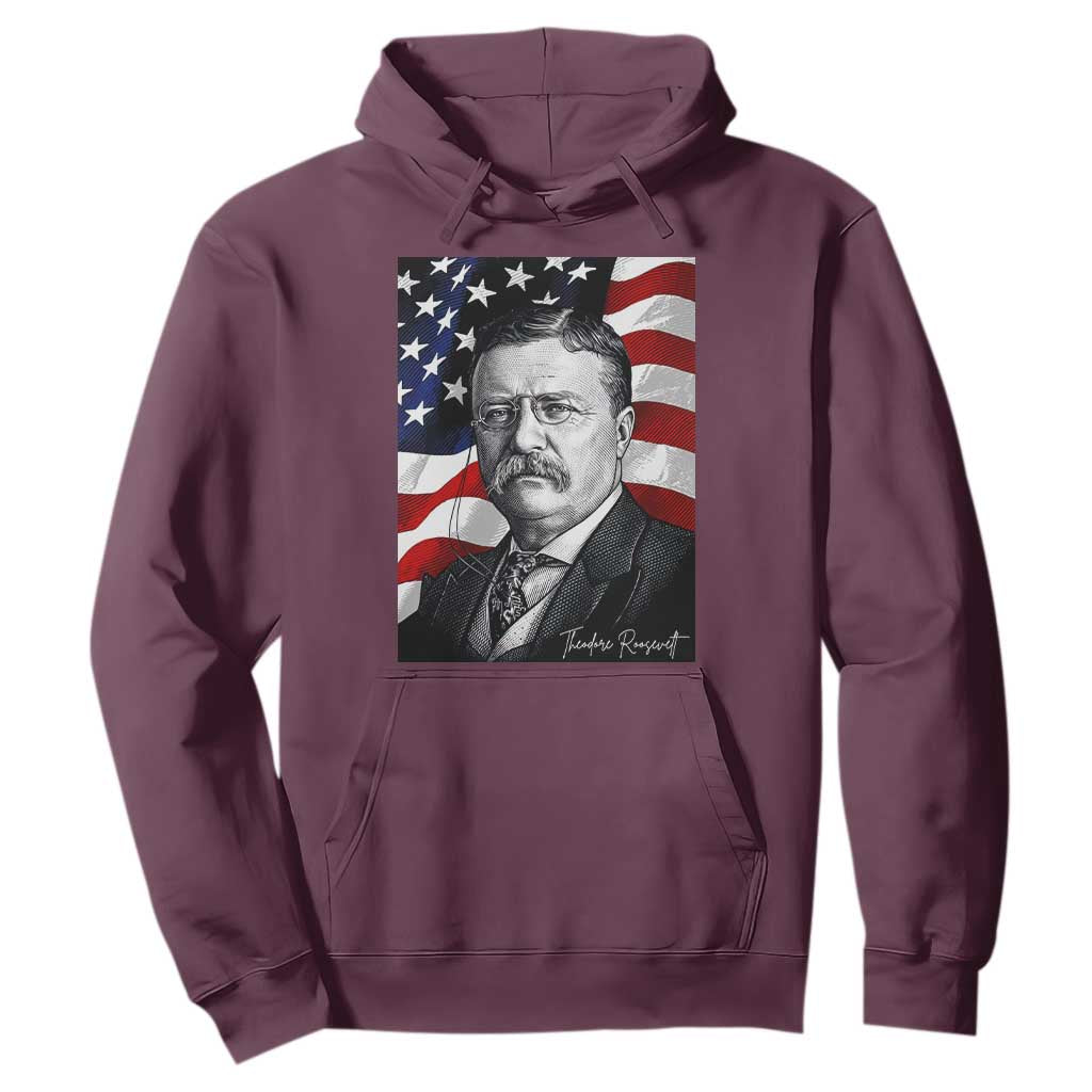 Theodore Roosevelt Patriotic American Flag President Hoodie TS14 Maroon Print Your Wear