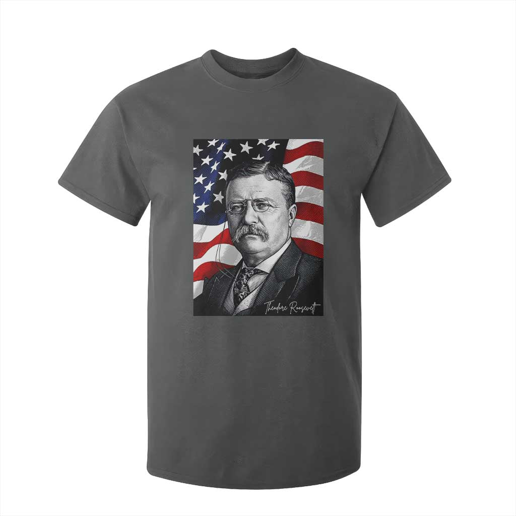 Theodore Roosevelt Patriotic American Flag President T Shirt For Kid TS14 Dark Heather Print Your Wear