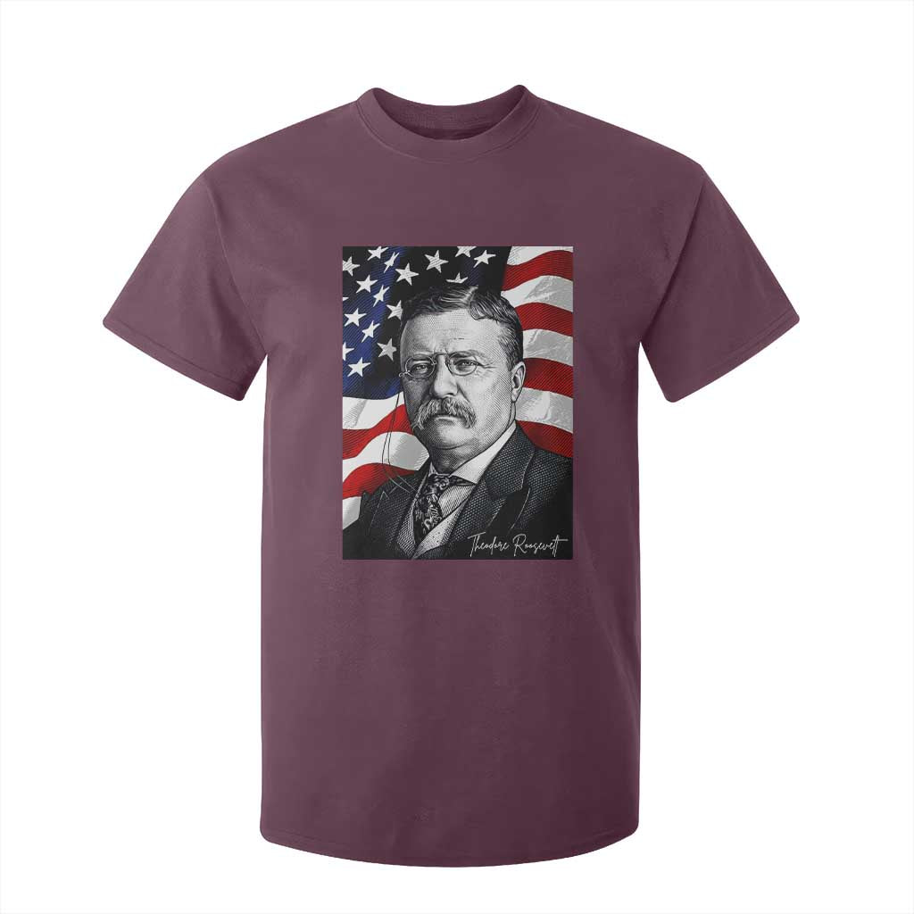 Theodore Roosevelt Patriotic American Flag President T Shirt For Kid TS14 Maroon Print Your Wear