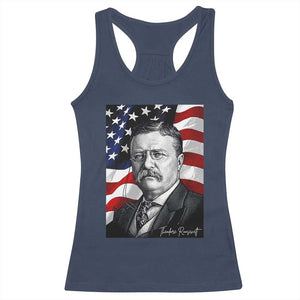 Theodore Roosevelt Patriotic American Flag President Racerback Tank Top TS14 Navy Print Your Wear