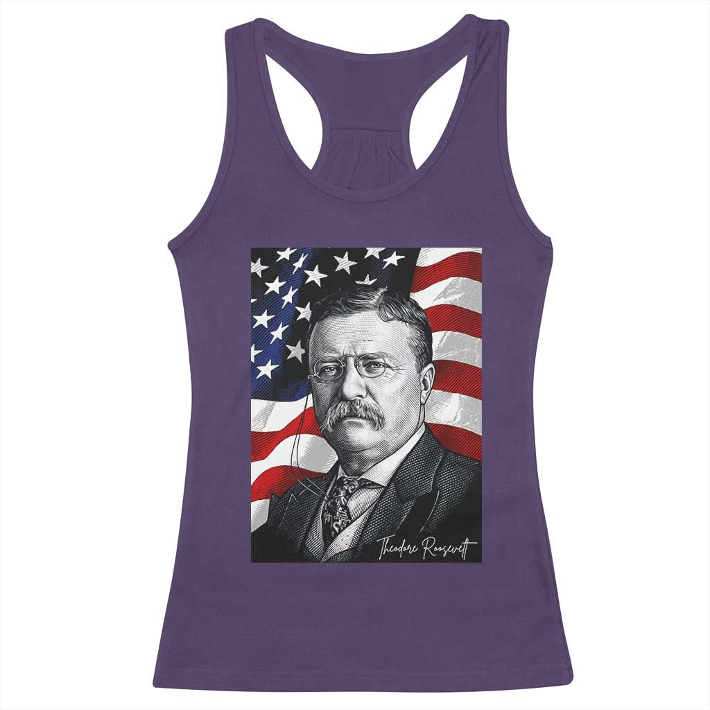 Theodore Roosevelt Patriotic American Flag President Racerback Tank Top TS14 Purple Print Your Wear