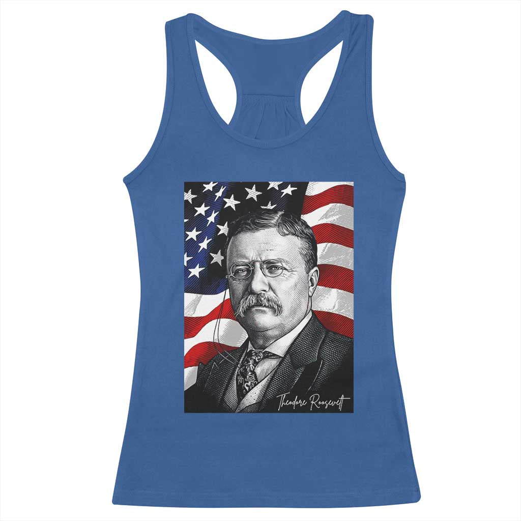 Theodore Roosevelt Patriotic American Flag President Racerback Tank Top TS14 Royal Blue Print Your Wear