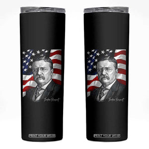 Theodore Roosevelt Patriotic American Flag President Skinny Tumbler TS14 Black Print Your Wear