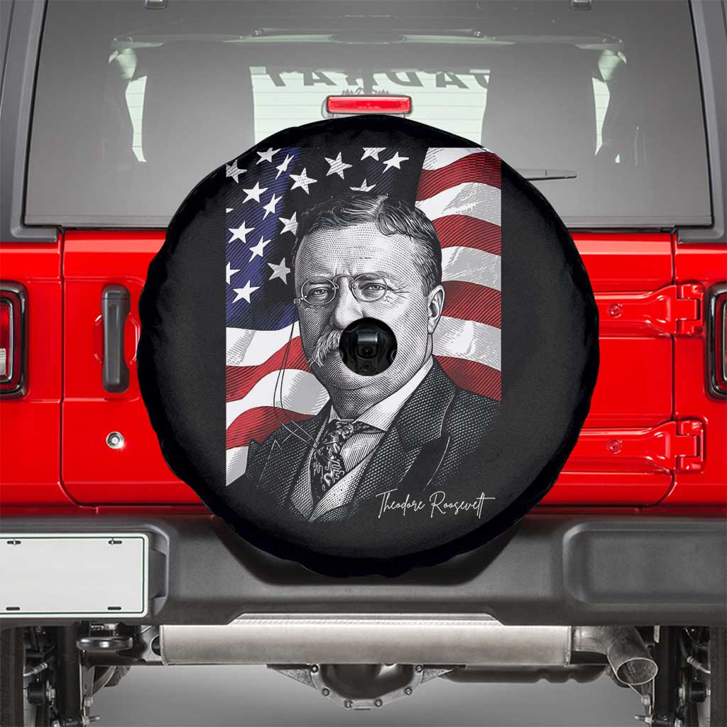 Theodore Roosevelt Patriotic American Flag President Spare Tire Cover TS14 Black Print Your Wear