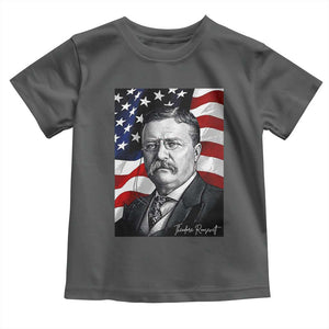 Theodore Roosevelt Patriotic American Flag President Toddler T Shirt TS14 Dark Heather Print Your Wear