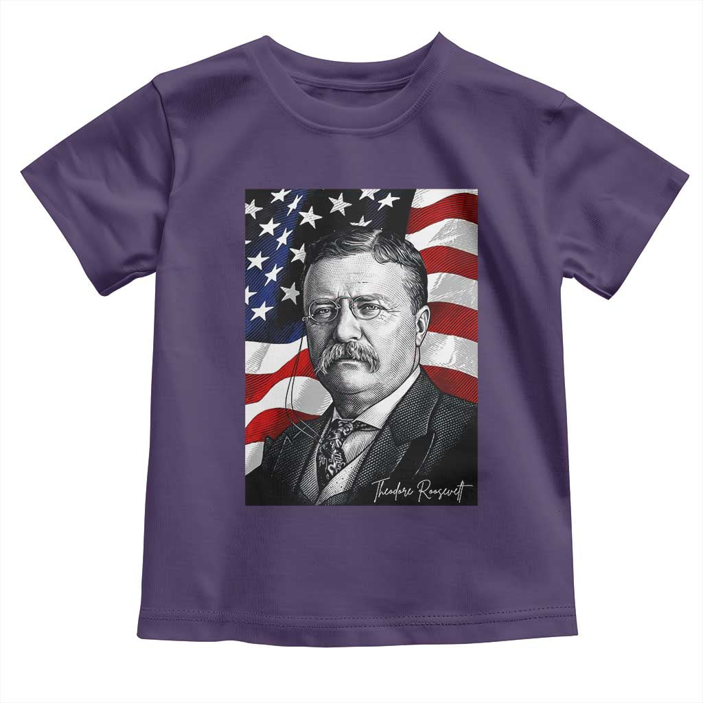 Theodore Roosevelt Patriotic American Flag President Toddler T Shirt TS14 Purple Print Your Wear