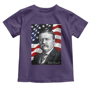 Theodore Roosevelt Patriotic American Flag President Toddler T Shirt TS14 Purple Print Your Wear