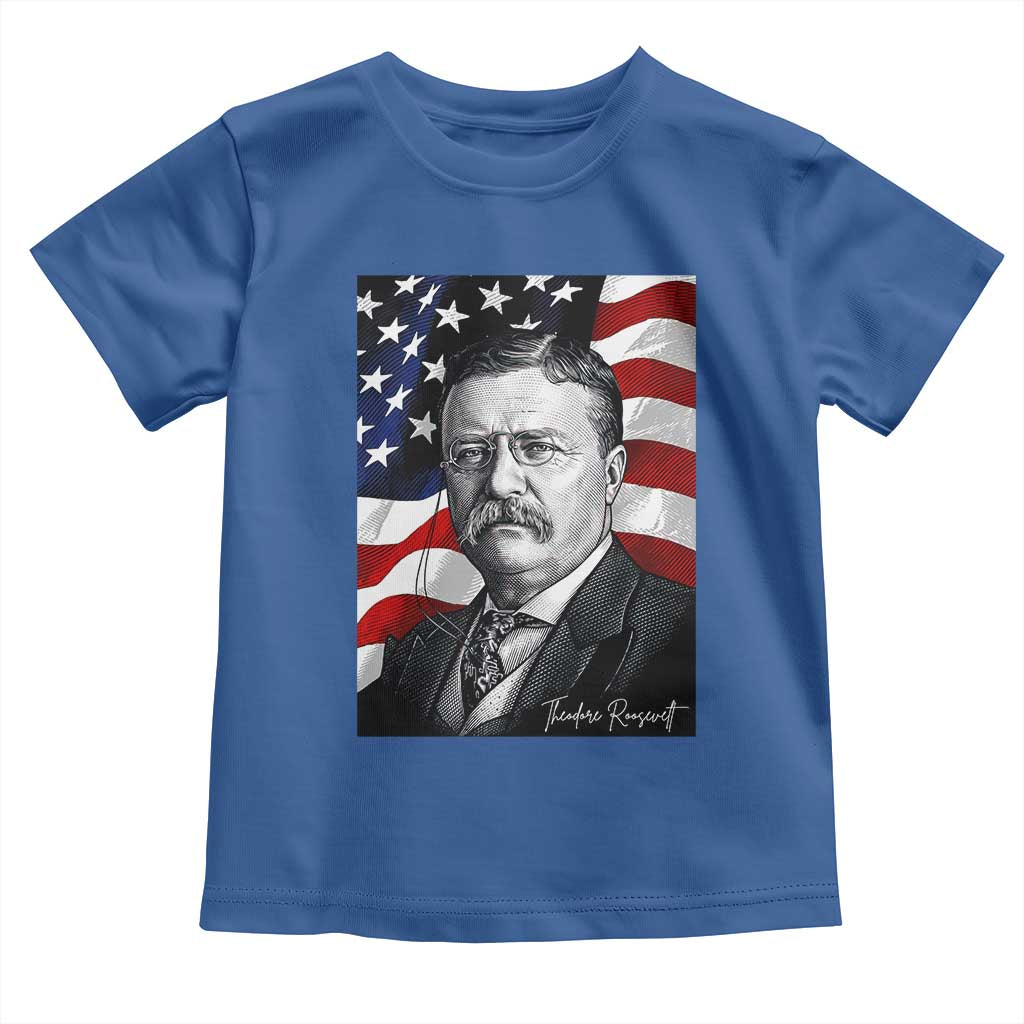 Theodore Roosevelt Patriotic American Flag President Toddler T Shirt TS14 Royal Blue Print Your Wear