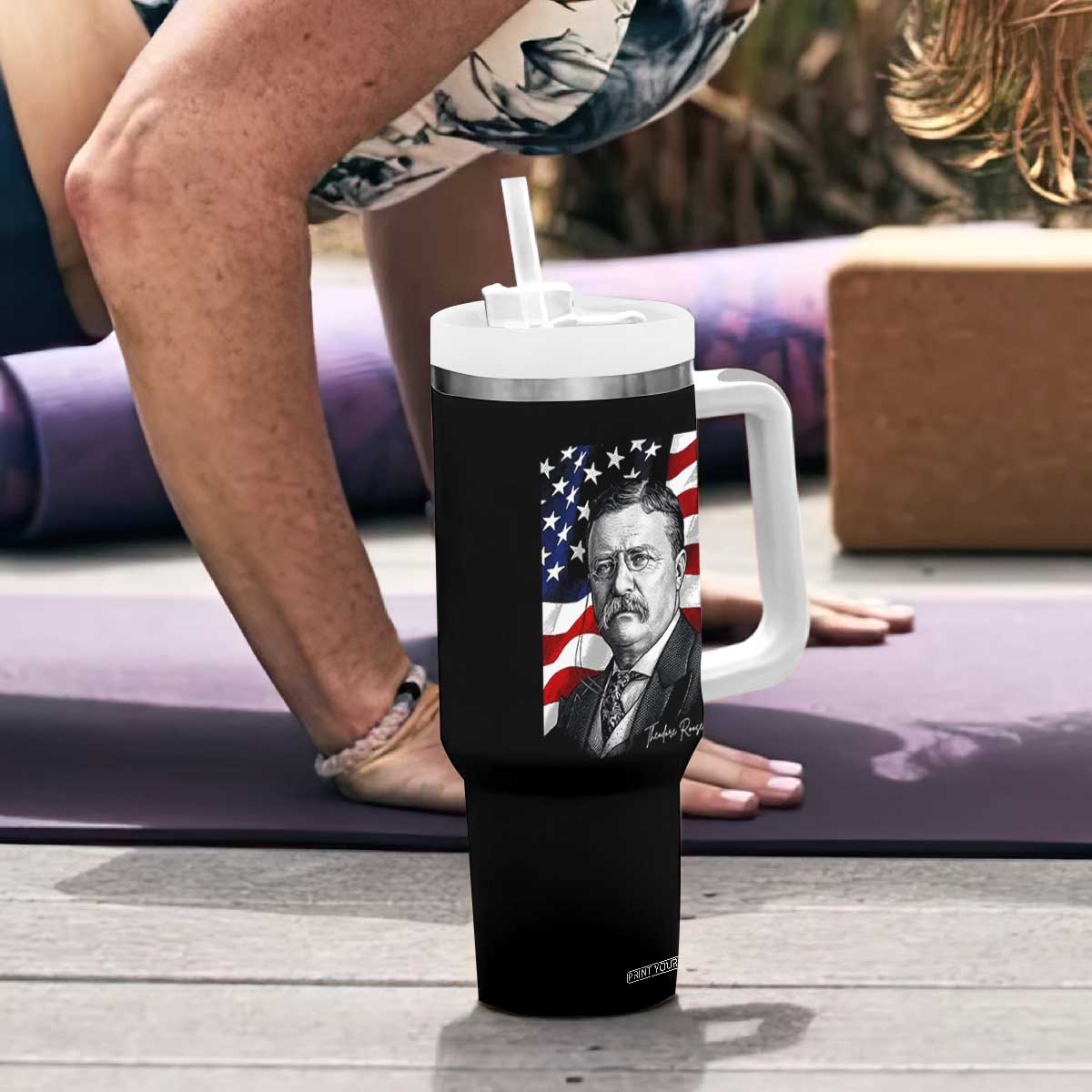 Theodore Roosevelt Patriotic American Flag President Tumbler With Handle TS14 Print Your Wear