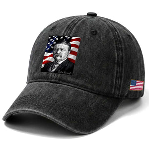 Theodore Roosevelt Patriotic American Flag President Washed Cotton Baseball Cap TS14 Print Your Wear