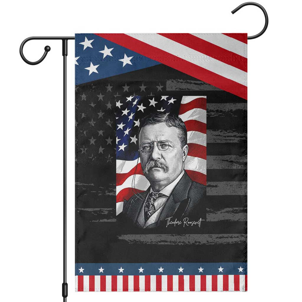 Theodore Roosevelt Patriotic American Flag President Garden Flag TS14 Distressed Black Blue Print Your Wear