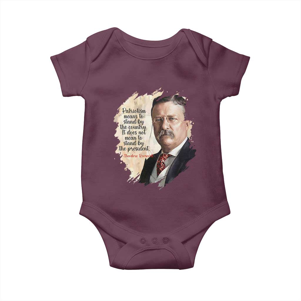 Theodore Roosevelt Quote Baby Onesie American History Presidents Day TS14 Maroon Print Your Wear