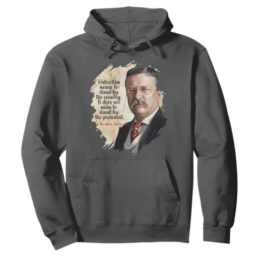 Theodore Roosevelt Quote Hoodie American History Presidents Day TS14 Dark Heather Print Your Wear