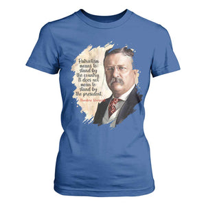Theodore Roosevelt Quote T Shirt For Women American History Presidents Day TS14 Royal Blue Print Your Wear