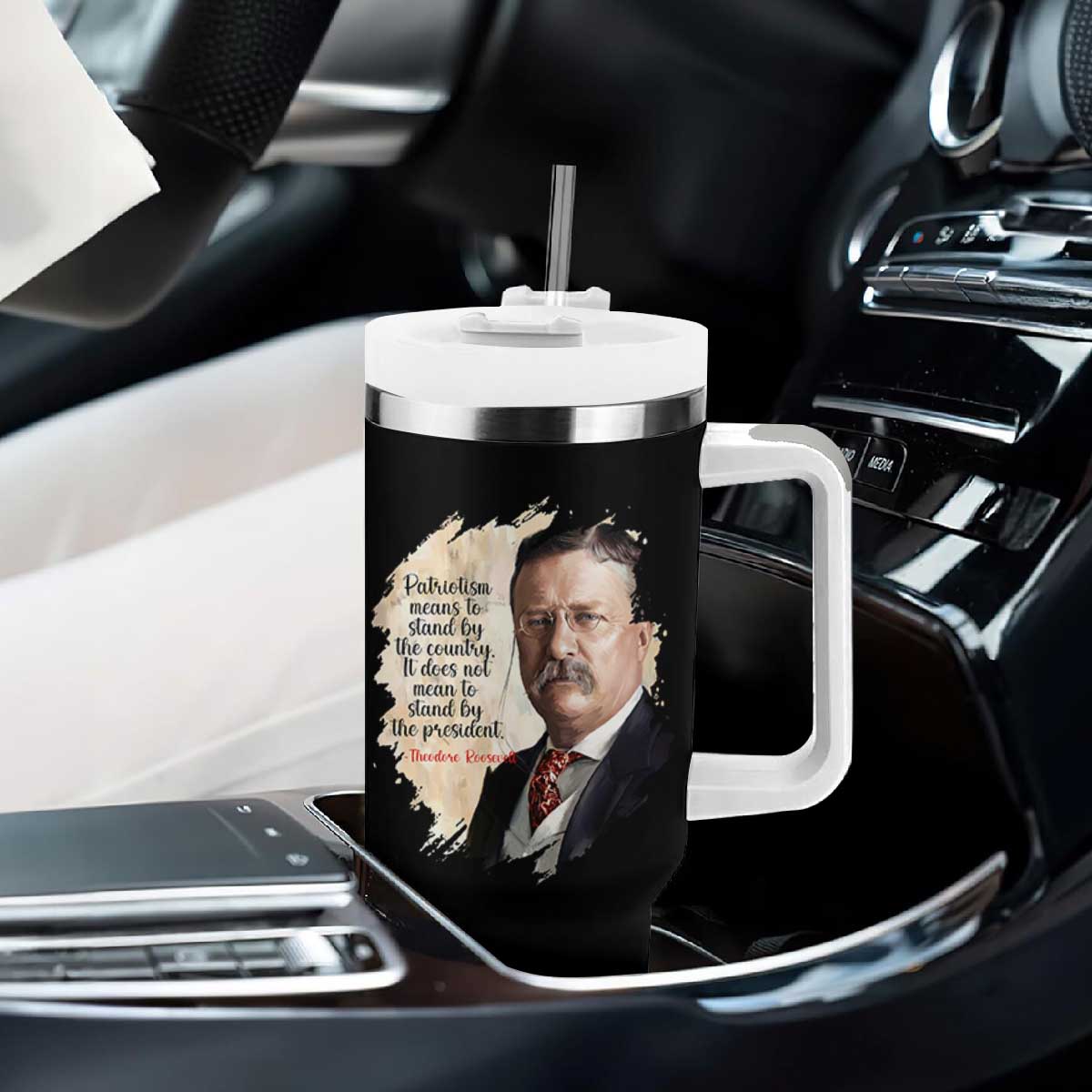 Theodore Roosevelt Quote Tumbler With Handle American History Presidents Day TS14 Print Your Wear