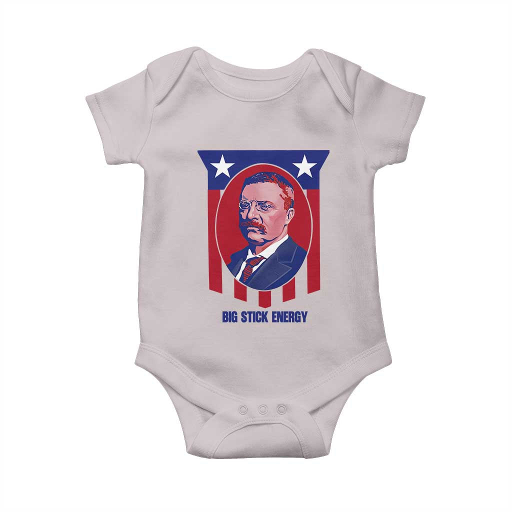 Theodore Roosevelt Patriotic American Flag Baby Onesie Big Stick Energy President TS14 Ice Gray Print Your Wear