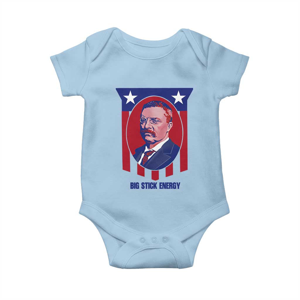 Theodore Roosevelt Patriotic American Flag Baby Onesie Big Stick Energy President TS14 Light Blue Print Your Wear